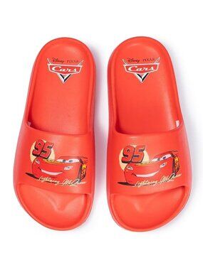 DISNEY PIXAR Cars Lightning McQueen Red EVA Slide Sandals Water/Pool Size 7 NWT!